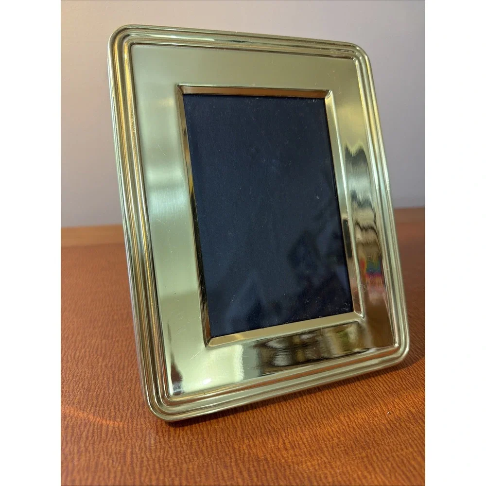 Vtg MCM Gold Picture Frame Free Standing Holds 3